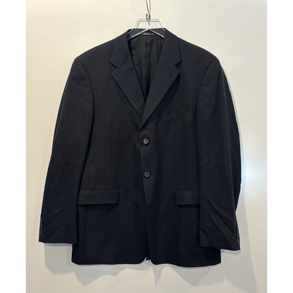 Hart Schaffner Marx Black Blue Plaid Sport Coat Blazer Suit Jacket Mens 42R (SU)